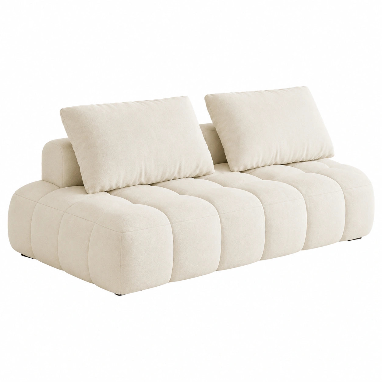 Divano Modulabile in Tessuto Bouclé, Loveseat Confortevole Stile Nuvola per Spazi Compatti