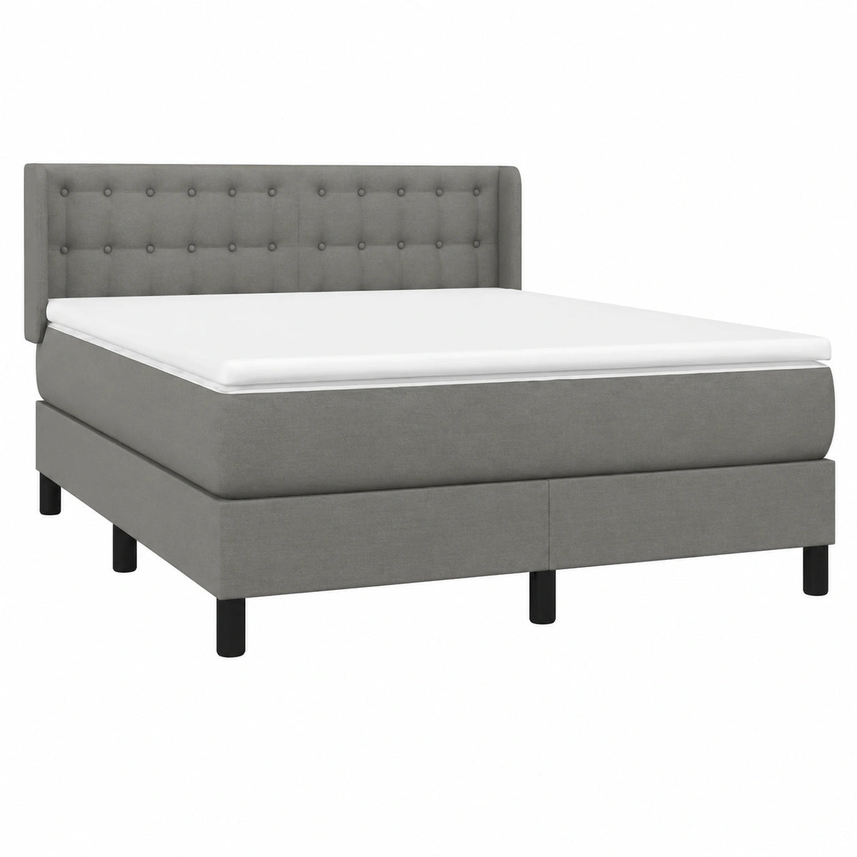 Letto moderno grigio scuro 140x200 cm con materasso e poggiatesta regolabile
