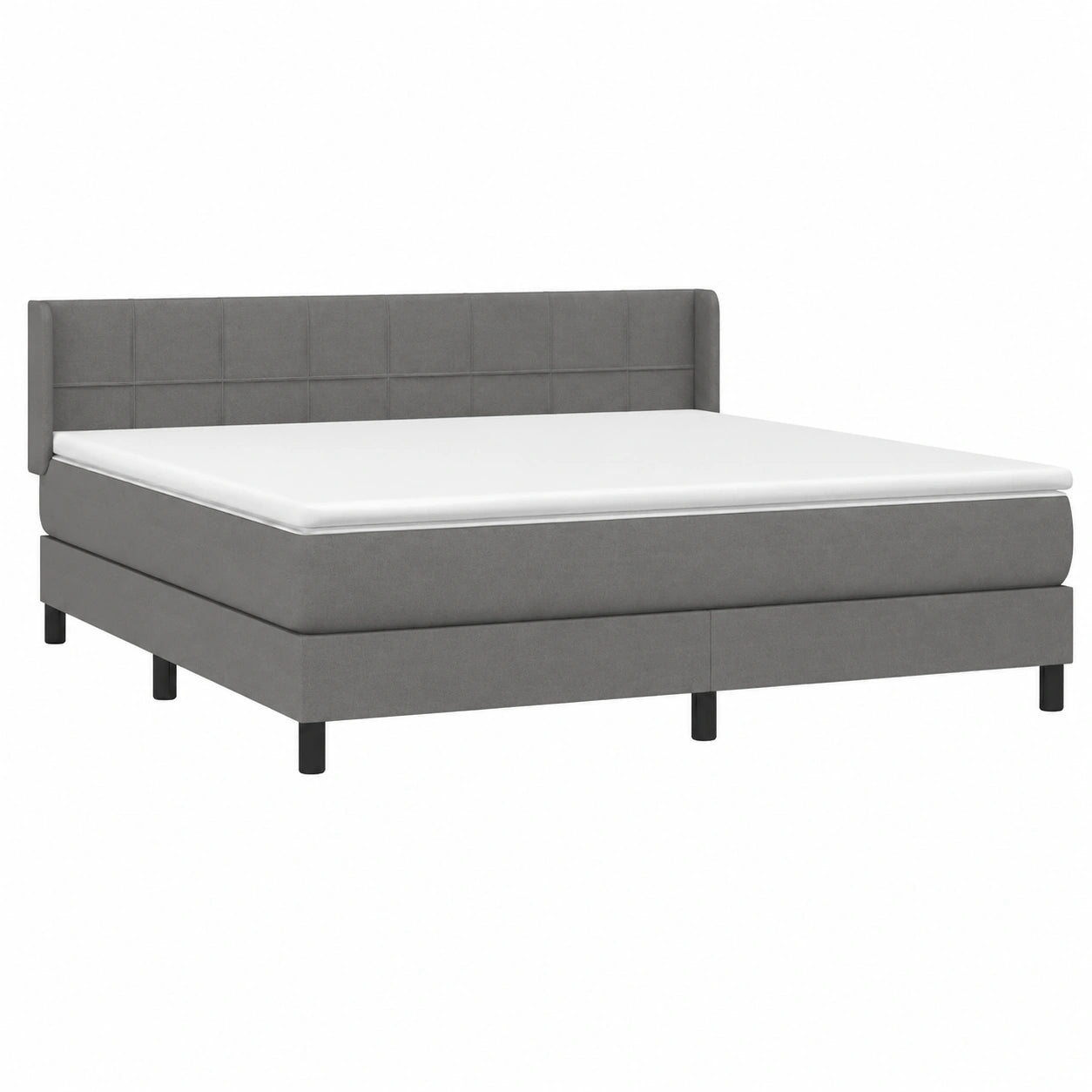Letto matrimoniale molle insacchettate 160x200 cm, rivestimento tessuto grigio scuro, poggiatesta regolabile, design moderno e robusto