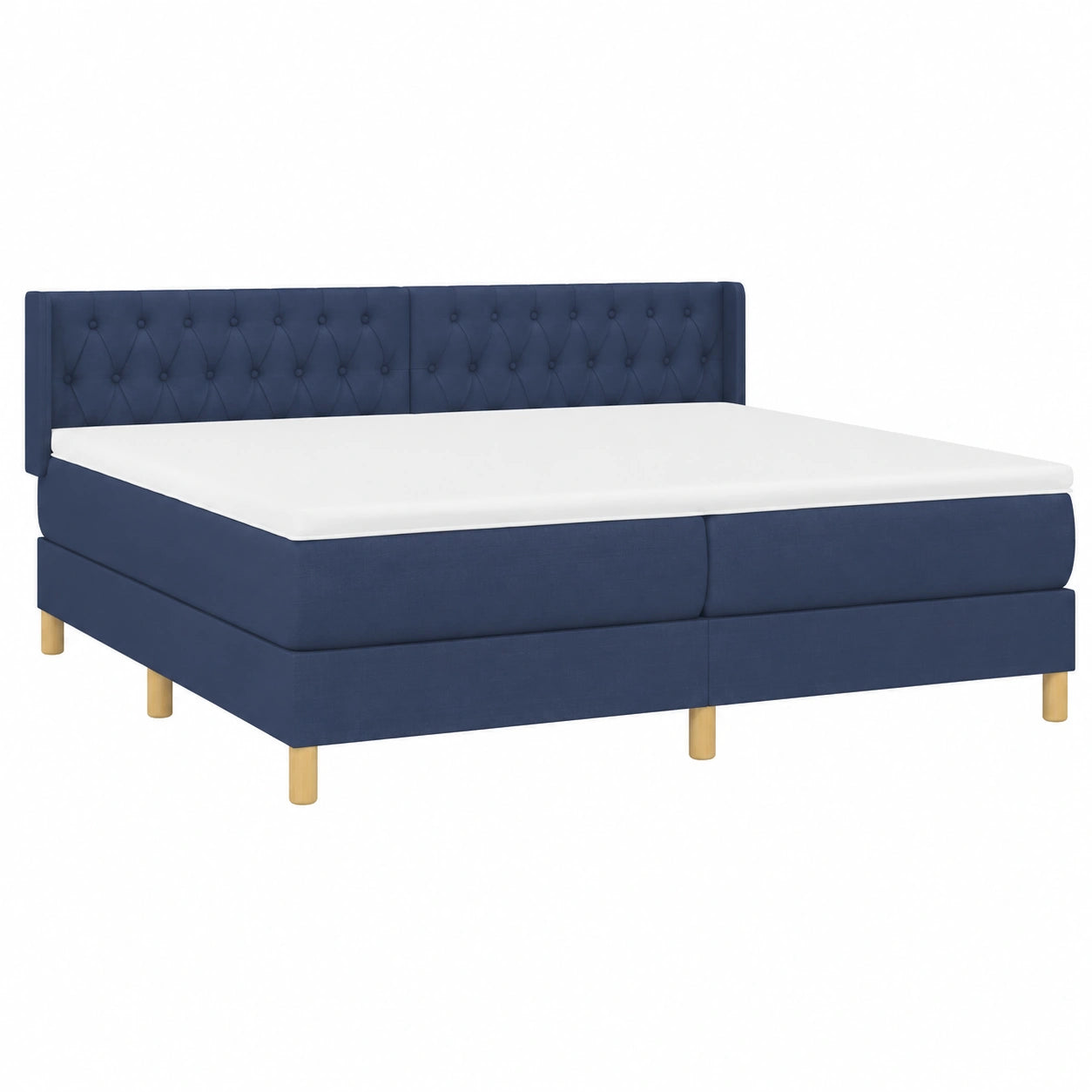 Letto matrimoniale blu 200x200 cm con molle insacchettate e poggiatesta regolabile, divano letto moderno per ogni camera