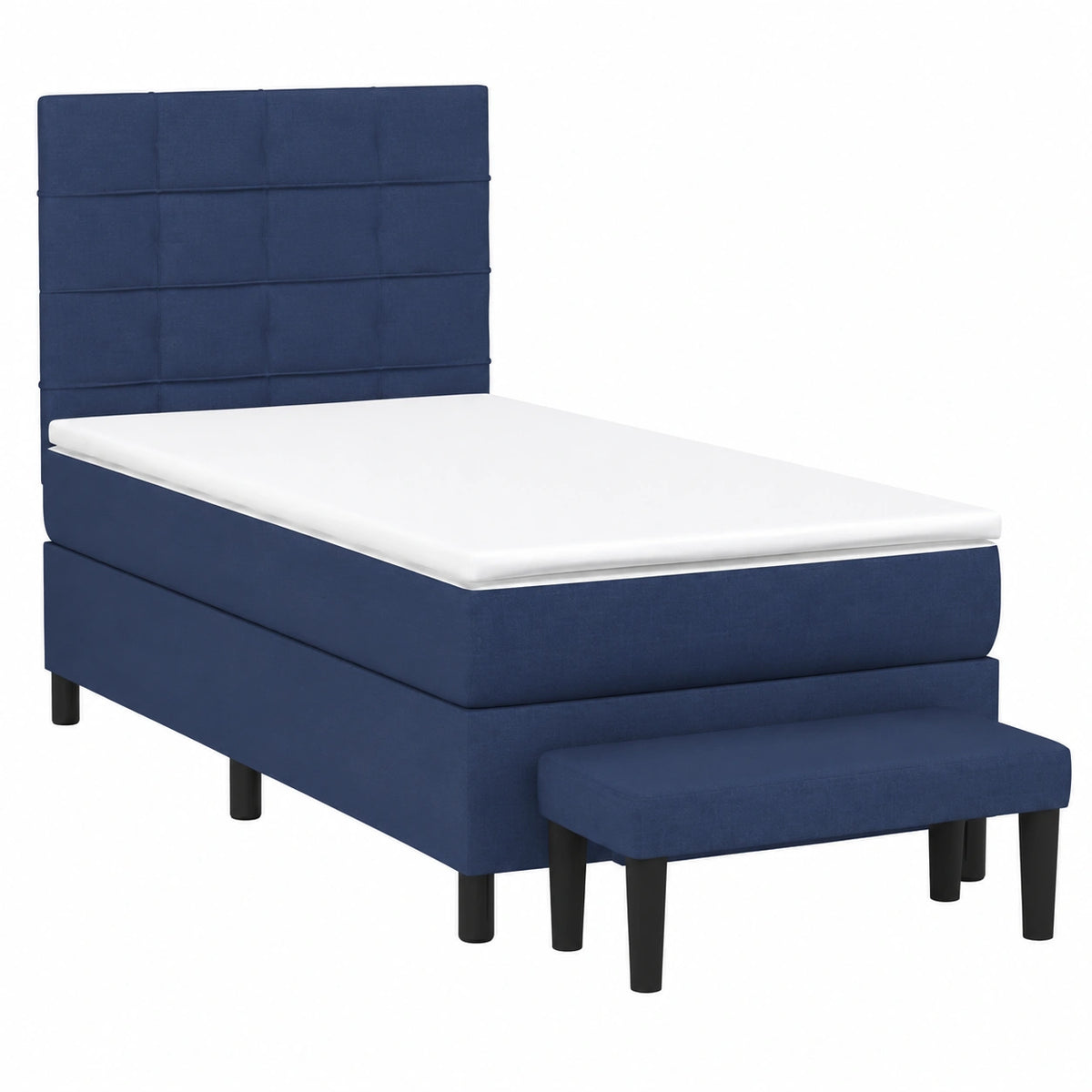 Letto singolo a molle insacchettate 90x190 cm blu con poggiatesta regolabile