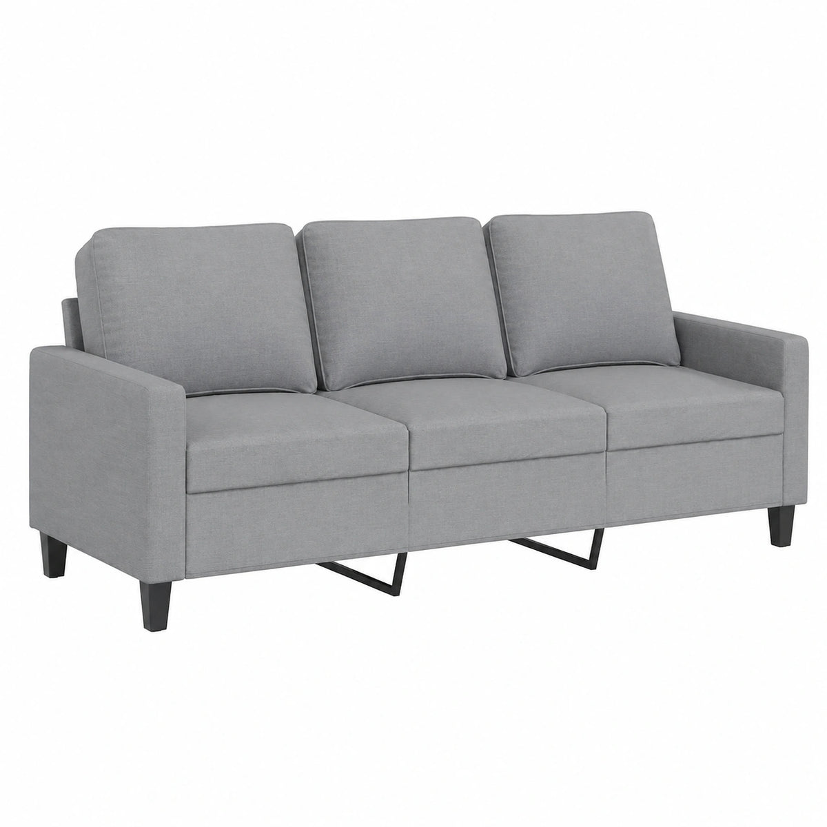 Divano Comodo a 3 Posti in Tessuto Grigio Chiaro 180 cm