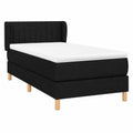 Letto singolo 90x200 cm in tessuto nero con molle insacchettate e poggiatesta regolabile