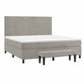 Letto matrimoniale in velluto grigio chiaro 180x200 cm con materasso e poggiatesta regolabile