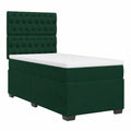 Letto singolo 90x190cm in velluto verde scuro con materasso a molle e testiera regolabile