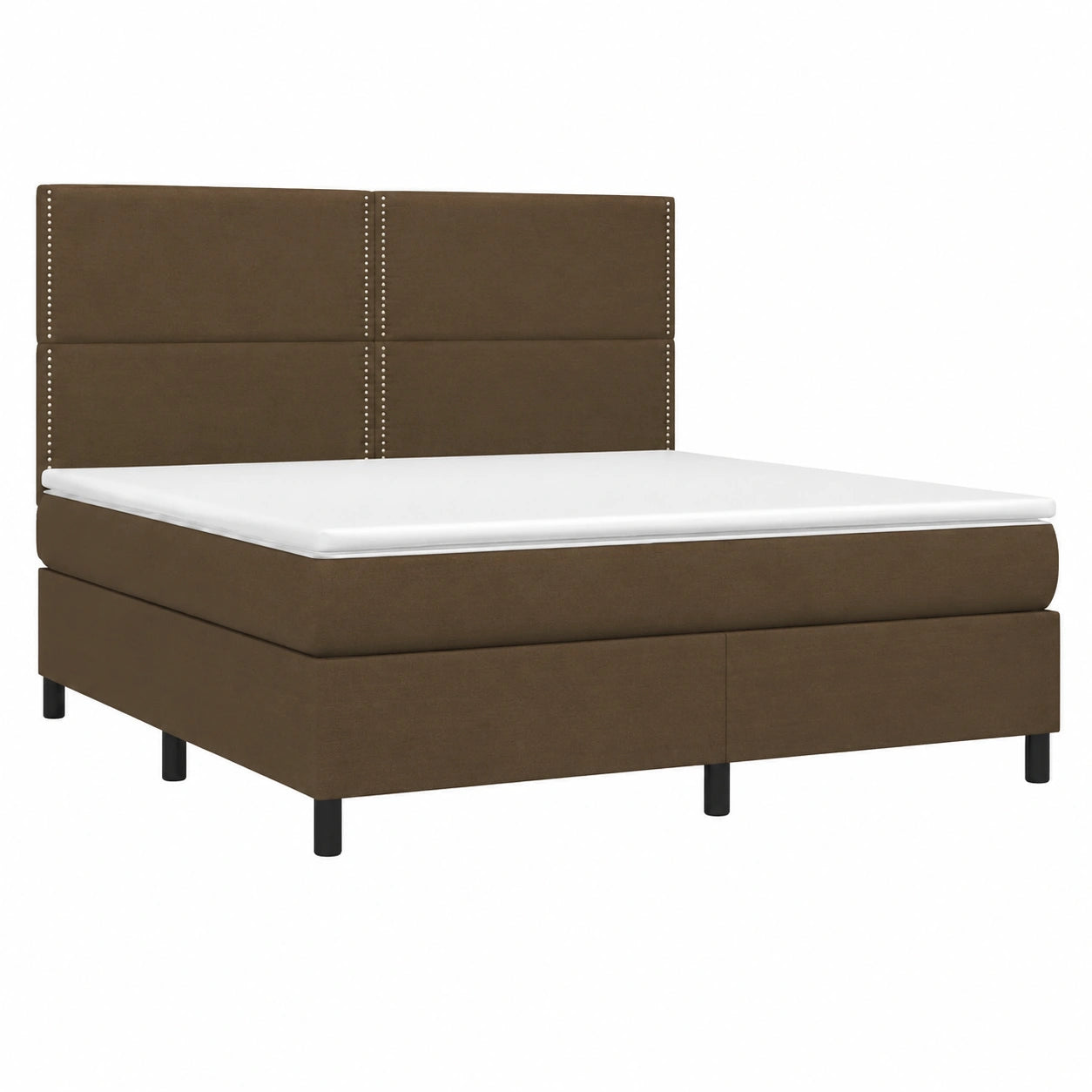 Letto matrimoniale moderno in tessuto marrone scuro 180x200 cm con materasso a molle insacchettate e testiera regolabile