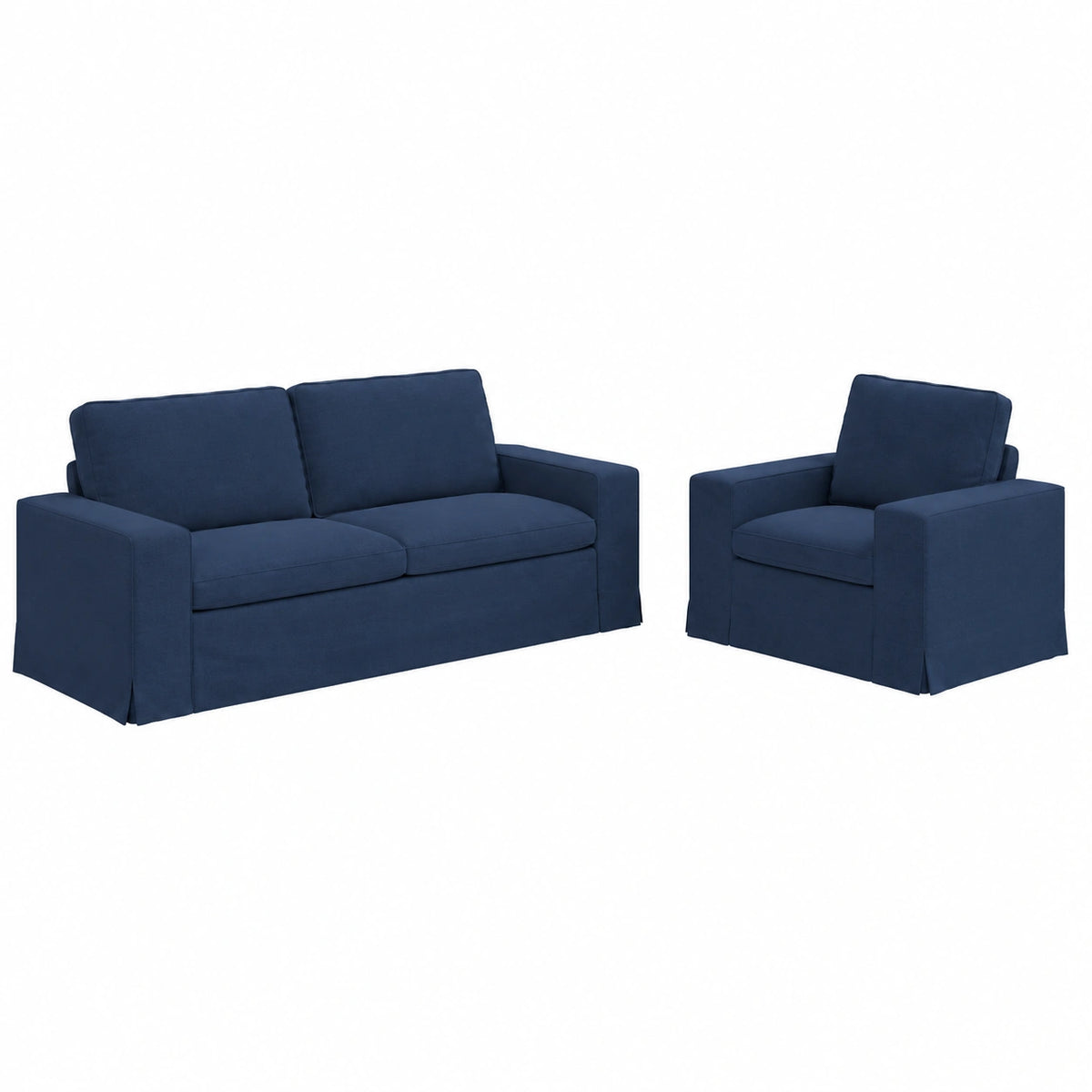 Set Divani Moderni Blu in Tessuto 2 PCS 222x80x82 cm, Ergonomici e Accoglienti