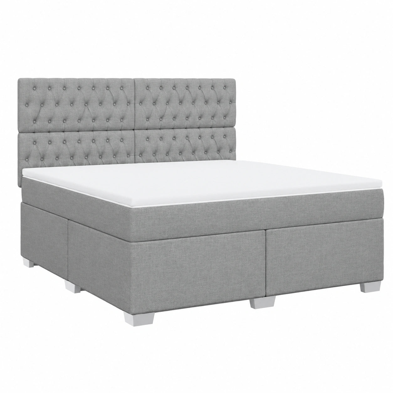 Letto matrimoniale moderno 180x200 cm grigio chiaro con materasso a molle, altezza regolabile