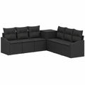 Set Divani da Giardino 7 Pezzi in Rattan Sintetico e Acciaio, Design Modulare Nero Resistente