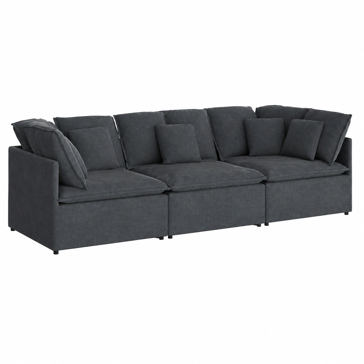 Divano Modulare in Velluto Grigio Scuro per Soggiorno, Elegante e Componibile