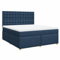 Letto matrimoniale 180x200 cm con materasso a molle insacchettate e poggiatesta regolabile blu moderno