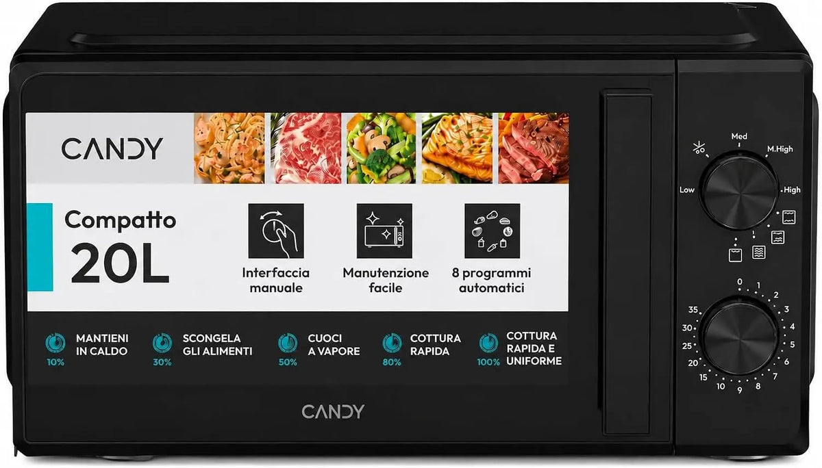 Candy: forno elettrico. Per la cottura degli alimenti. Potenza: 700 W. Capacit¨¤: 20 L. Colorazione indicata: Nero.