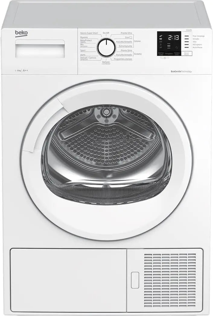 Beko DRX823N: asciugatrice. Dimensioni: 84,6x59,7x56,8 cm. Colorazione indicata: Bianco.