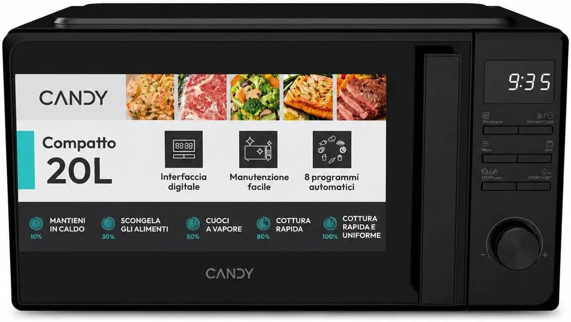Candy: forno elettrico. Per la cottura degli alimenti. Potenza: 700 W. Capacit¨¤: 20 L. Colorazione indicata: Nero.