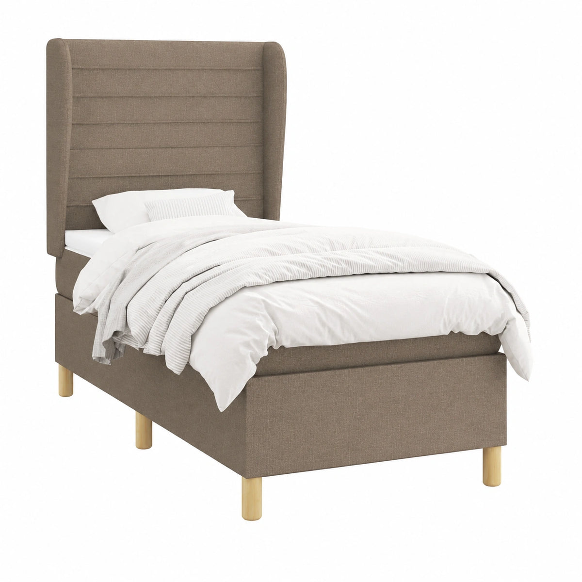 Divano Letto Moderno con Materasso e Poggiatesta Regolabile in Tessuto Tortora 80x200 cm