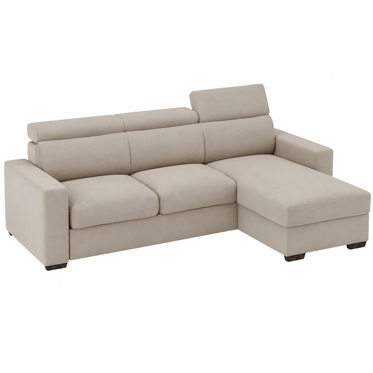 Divano Angolare con Chaise Longue, Colore Taupe, 235x159 cm