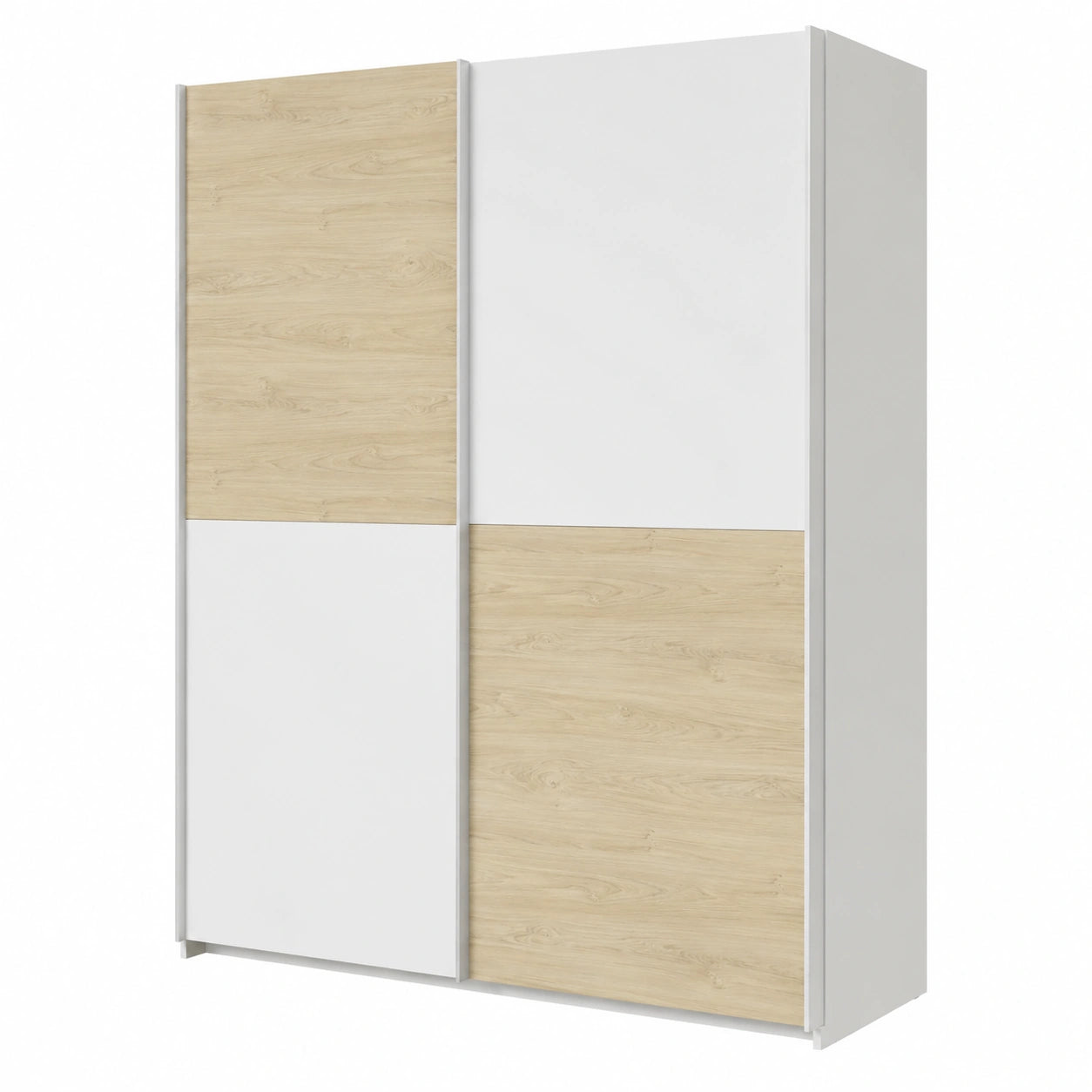 Armadio moderno con ante scorrevoli, legno truciolare, due colori, 170x191x61cm