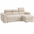 Divano Angolare Modulare Robin Inspire 3 Posti con Letto a L Destro e Contenitore, Poggiatesta Regolabili - Soggiorno Moderno - 247 cm Crema Argento