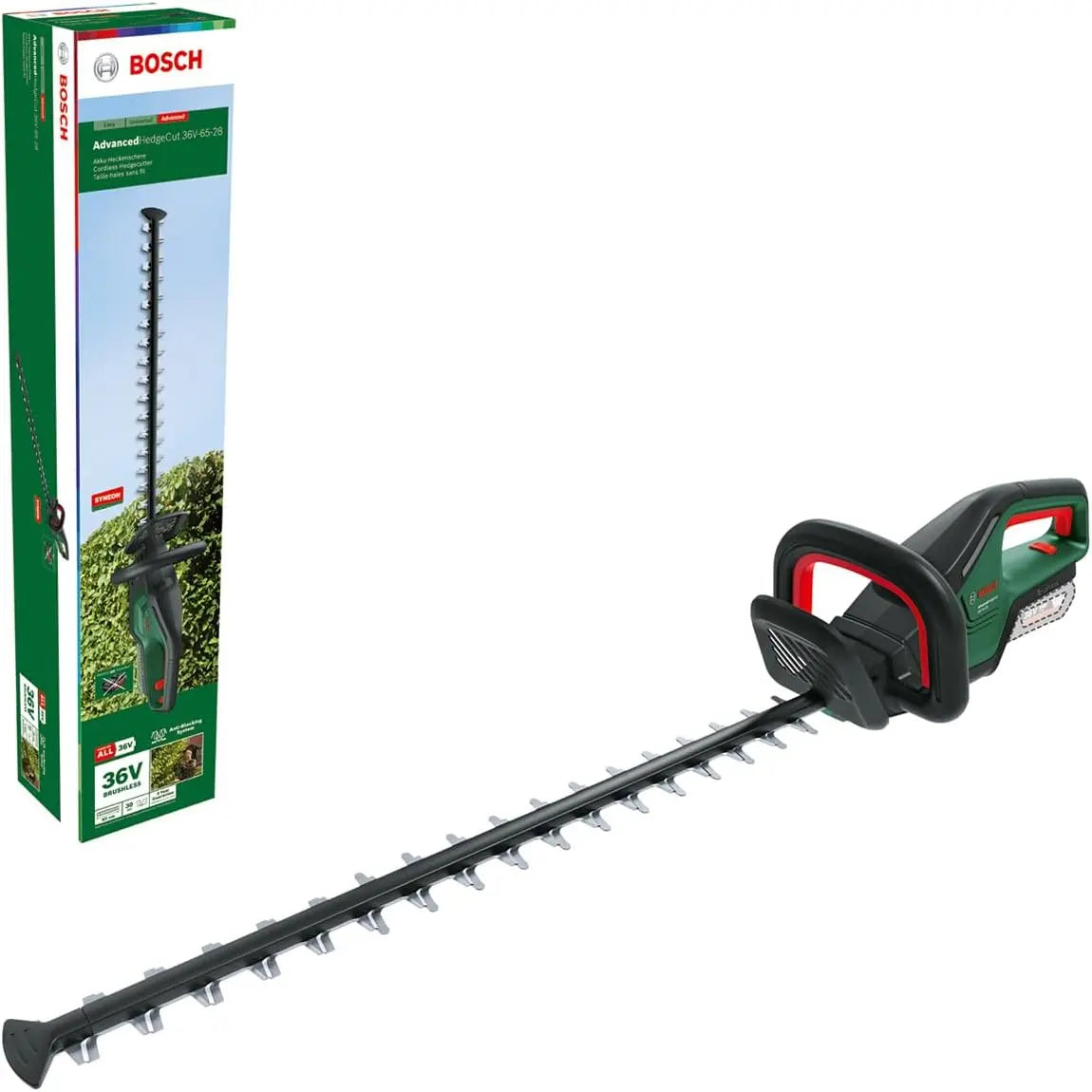 Bosch 36V-65-28: tagliasiepi. Per il taglio e la manutenzione delle siepi. Tensione: 36 V. Caratteristiche del modello: alimentazione a batteria, batteria o caricabatterie esclusi.