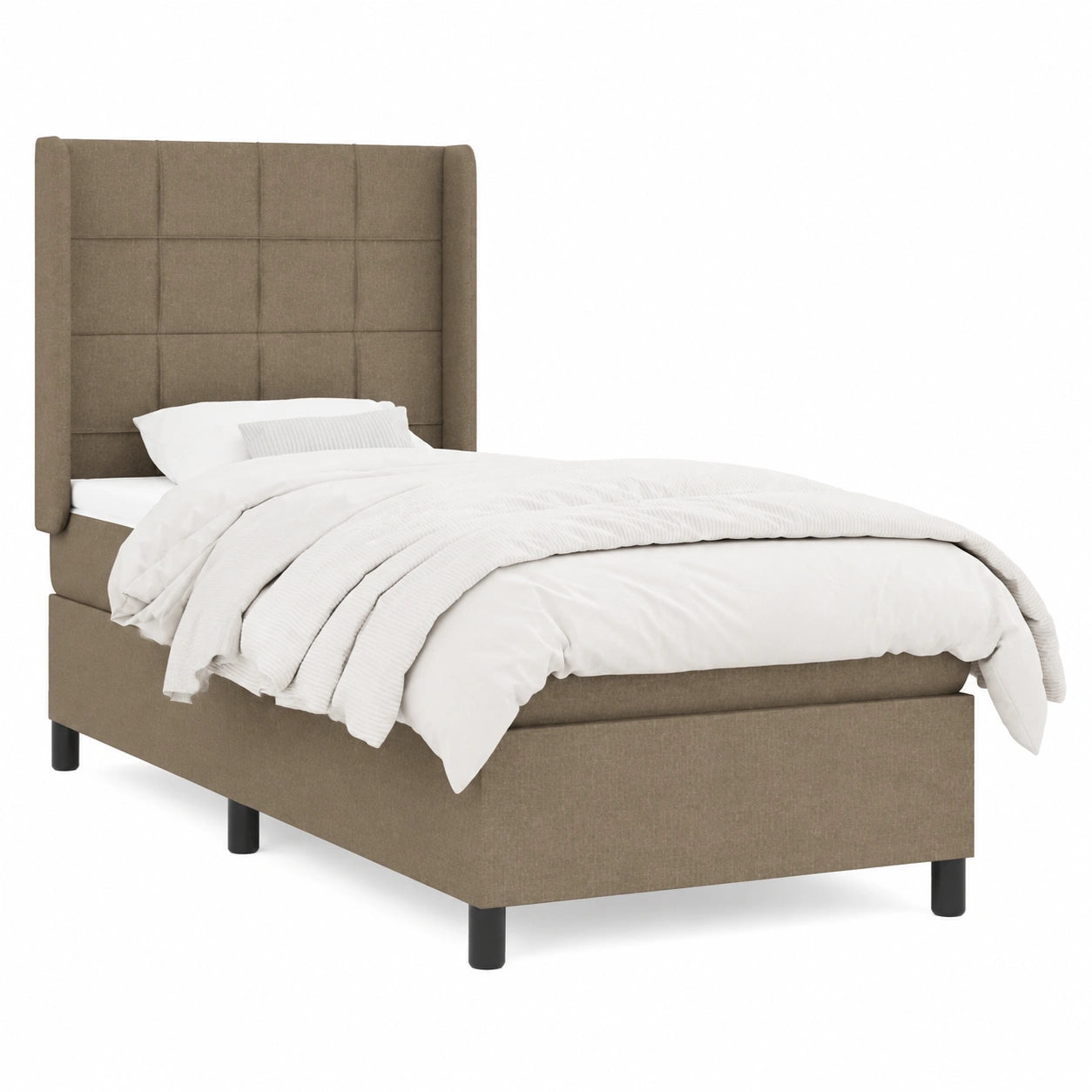 Divano letto moderno con materasso a molle, 80x200 cm, tortora, poggiatesta regolabile