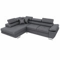 Divano Angolare Letto Saturn Premium in Grigio Scuro con Cassetto e Poggiatesta Regolabili