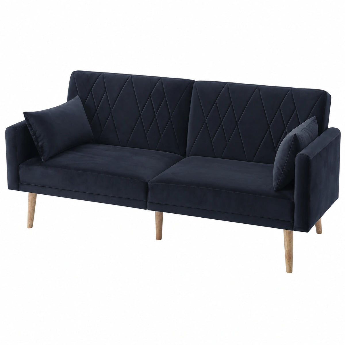 Divano Letto Convertibile in Velluto con Cuscini Reclinabili, Modello 2 Posti per Soggiorno, Grigio Scuro, 180x75x82 cm