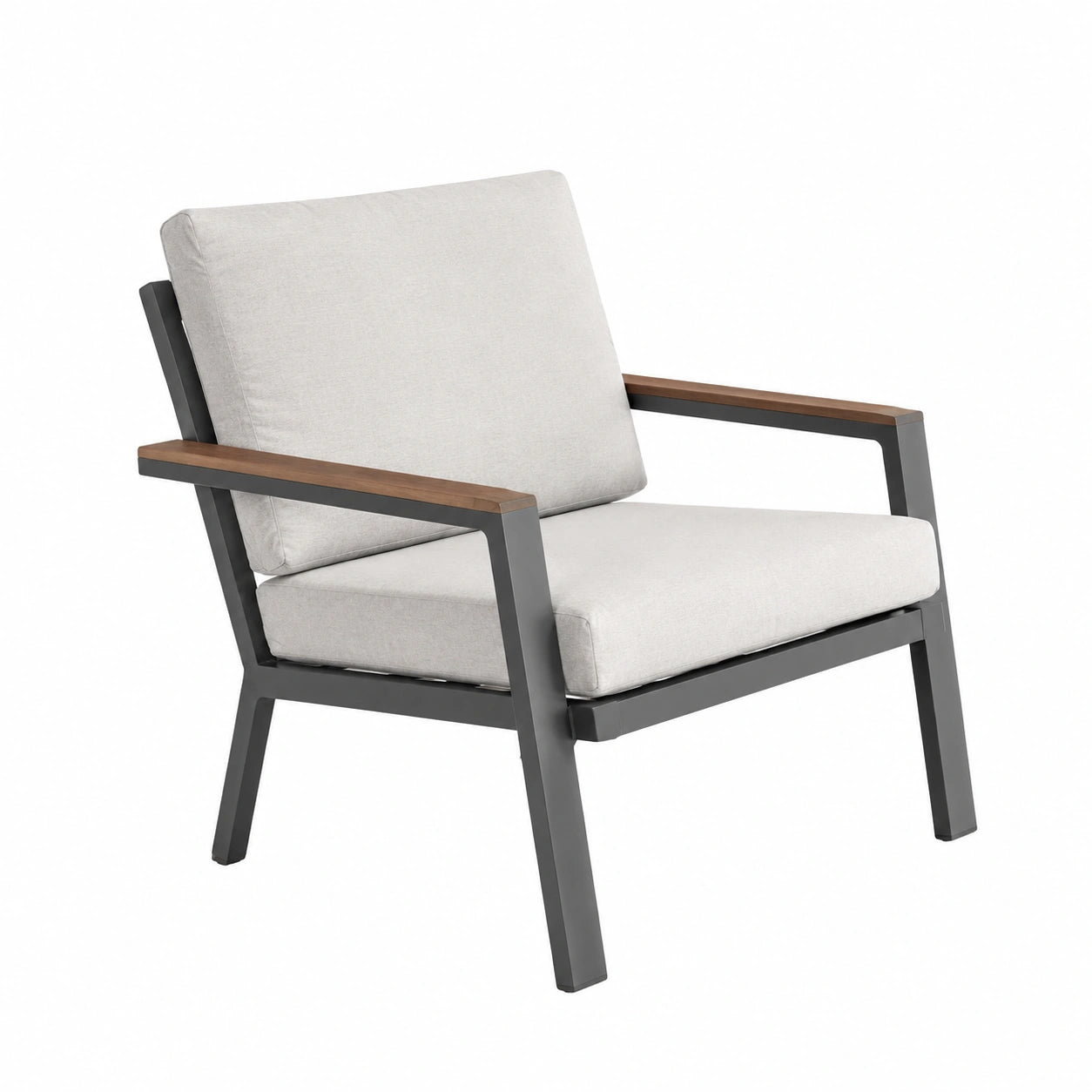 Set Arredo Giardino Ikigai: Divano 3 Posti, 2 Poltrone e Tavolino in Alluminio e Legno