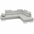 Divano angolare in pelle Galaxy con funzione letto, poggiatesta e braccioli regolabili, design moderno, 225 x 280 cm, grigio