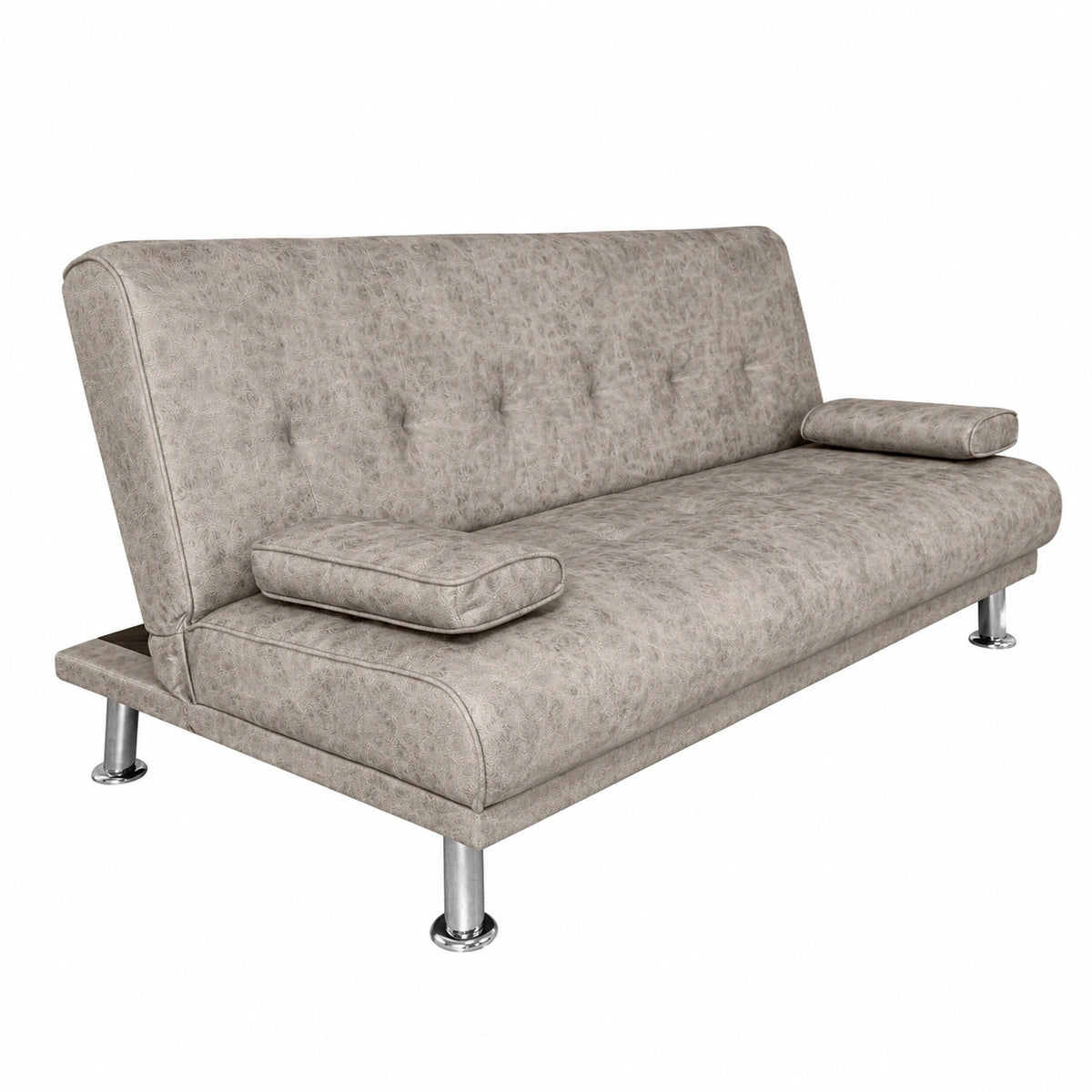 Divano Letto 3 Posti Homey Leire, Design Moderno con Cuscini, Legno Grigio Cemento, 188x88x88 cm