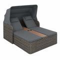 Set Salotto da Giardino 2 Posti con Sdraio Regolabile e Tenda Parasole