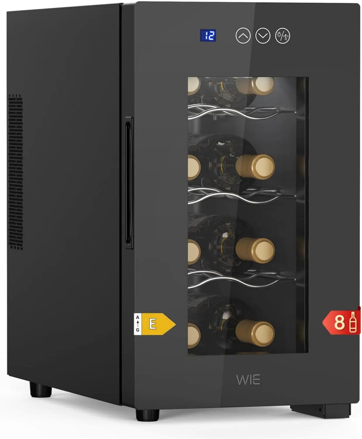 WIE: cantinetta per vino. Per la conservazione delle bottiglie di vino. Caratteristiche del modello: illuminazione LED, comandi tattili, regolazione.
