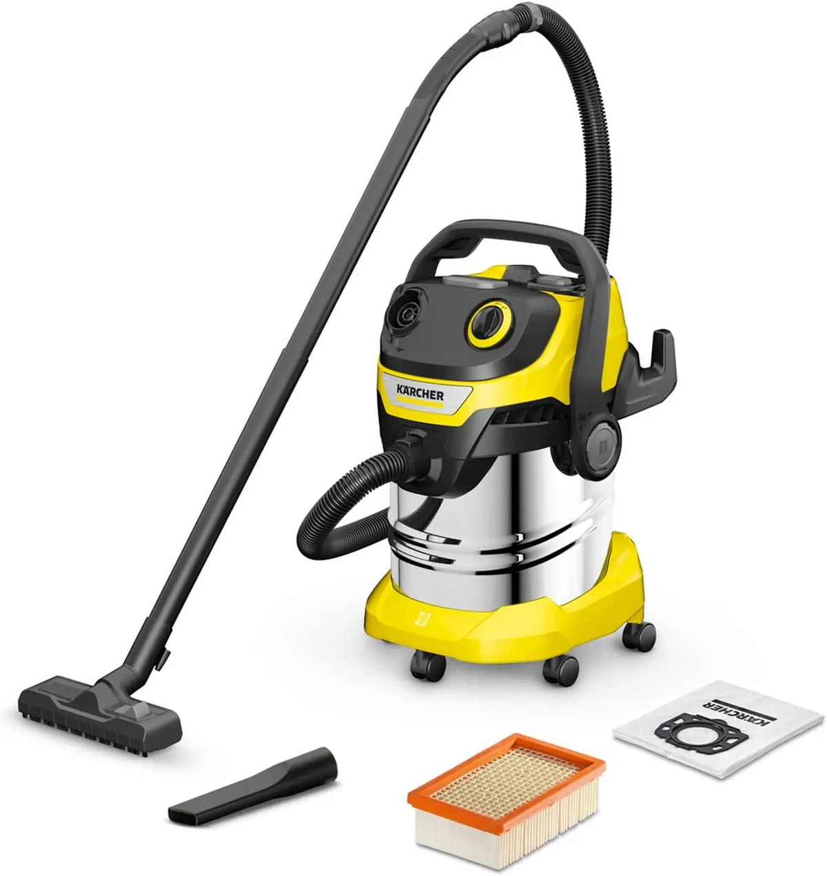 K?RCHER V-25/5/22: aspiratore. Potenza: 1200 W. Capacit¨¤: 25 L. Caratteristiche del modello: acciaio inossidabile. Colorazione indicata: Argento.