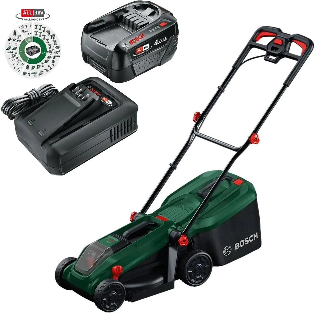 Bosch ROTAK18V2-38: tosaerba. Per la manutenzione del prato. Tensione: 18 V. Capacit¨¤: 40 L. Misura indicata: 38 cm. Caratteristiche del modello: alimentazione a batteria.