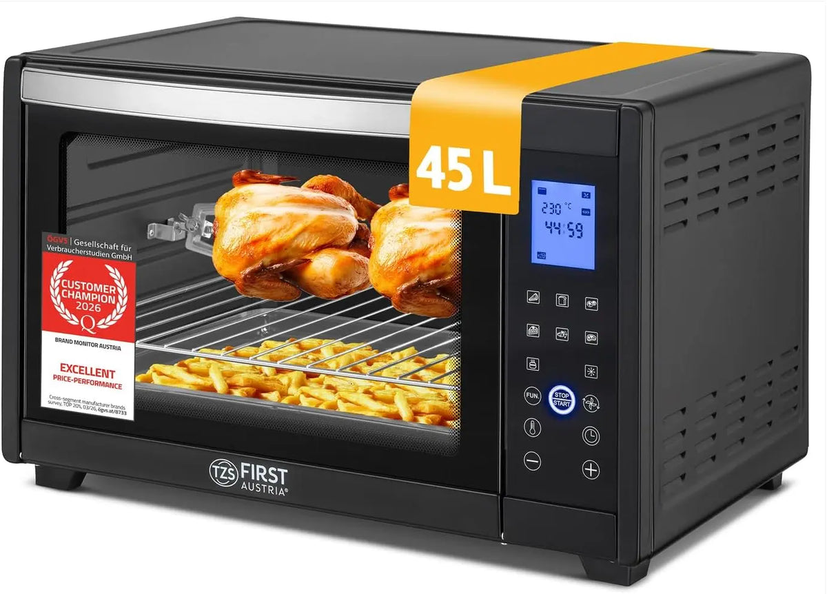 TZS First Austria - Mini: forno elettrico. Per la cottura degli alimenti. Potenza: 2000 W. Capacit¨¤: 45 L. Caratteristiche del modello: temporizzatore.