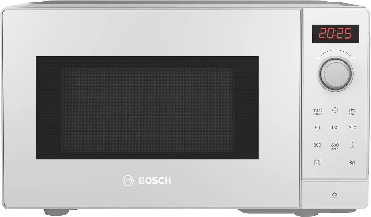 Bosch FFL023MW0 Serie 2: forno a microonde. Per riscaldare e preparare alimenti mediante microonde. Potenza: 800 W. Programmi o funzioni: 7. Dimensioni: 26x44 cm. Caratteristiche del modello: comandi tattili. Colorazione indicata: Bianco.
