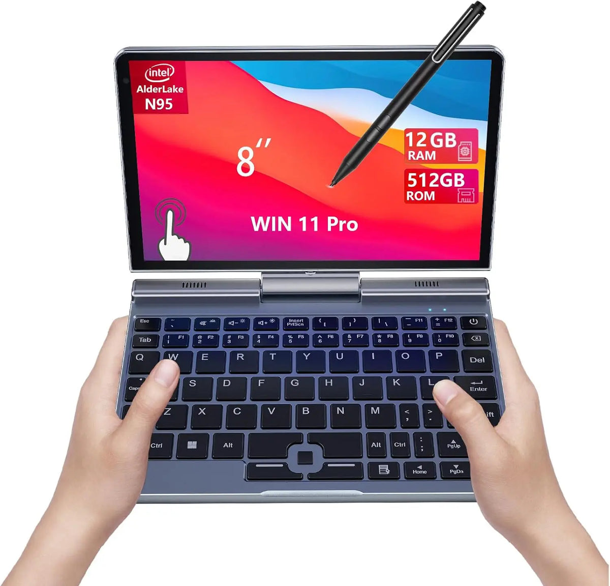 KOOFORWAY 8 Pollici 2-in-1 Mini N100: computer portatile. Per utilizzare programmi e contenuti digitali. Diagonale: 8 pollici. Caratteristiche del modello: comandi tattili.