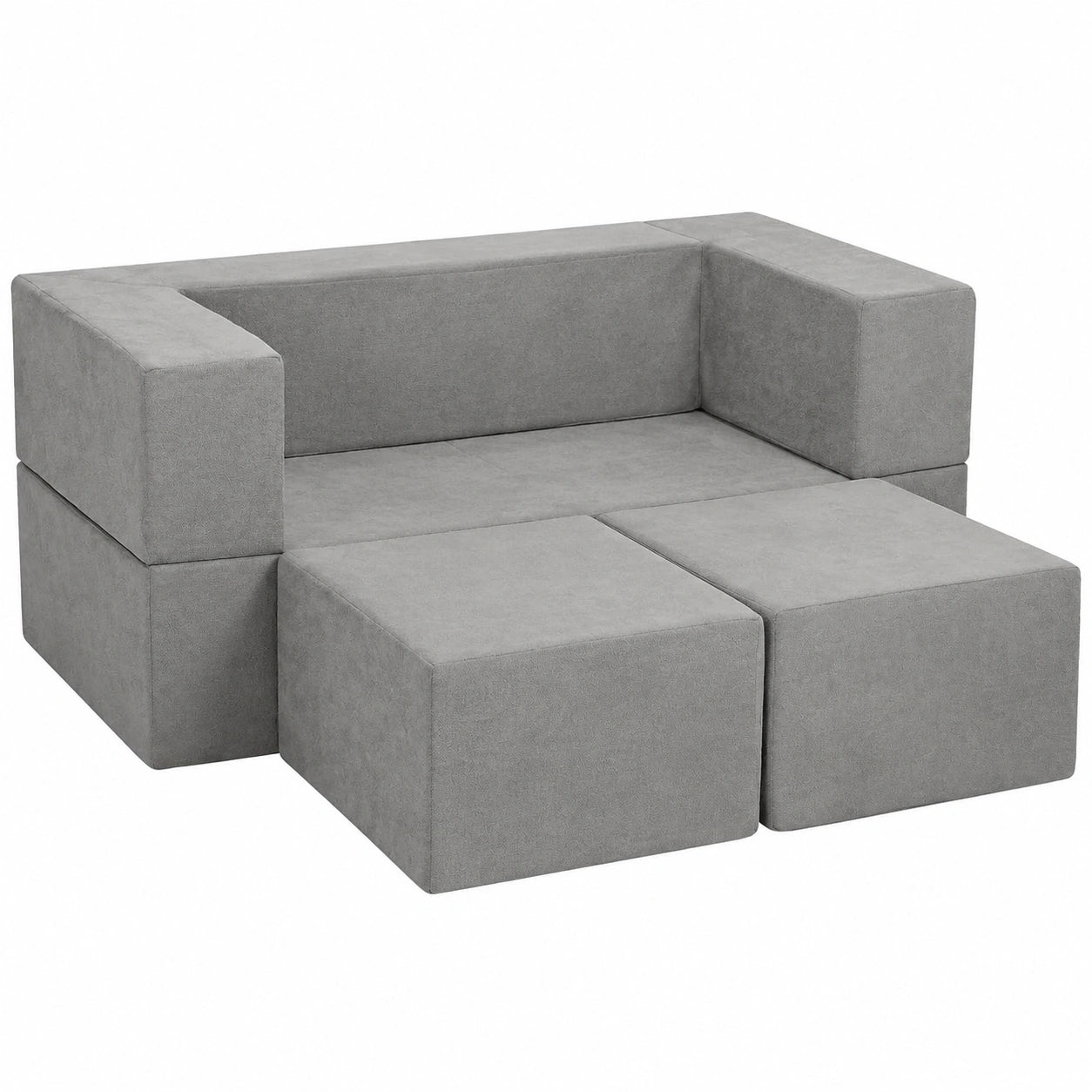 Divano Modulabile per Bambini 4 Pezzi con Fodera Rimovibile, Schiuma Creativa per Sala Giochi, Grigio Scuro