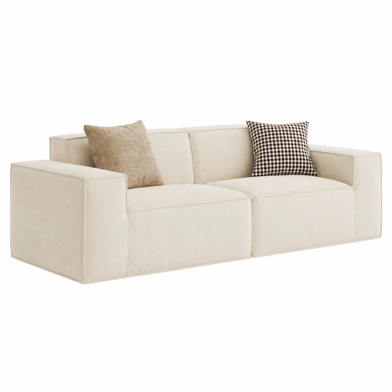 Divano modulare a 2 posti LINSY HOME in chenille bianca, 194 cm