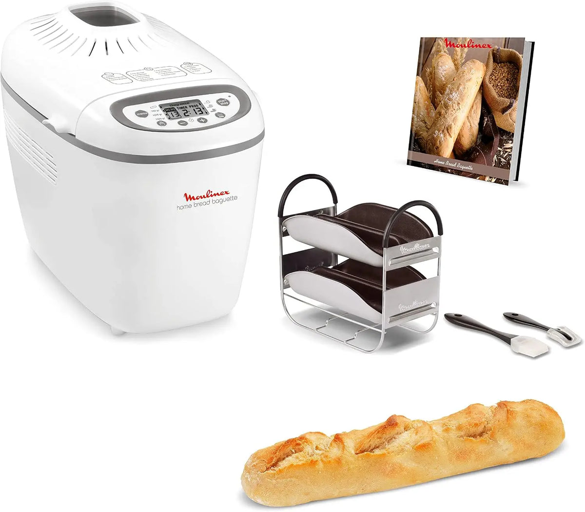 Moulinex OW6101 Home Bread Baguette: macchina per la pasta. Potenza: 1650 W. Programmi o funzioni: 16. Caratteristiche del modello: schermo LCD.