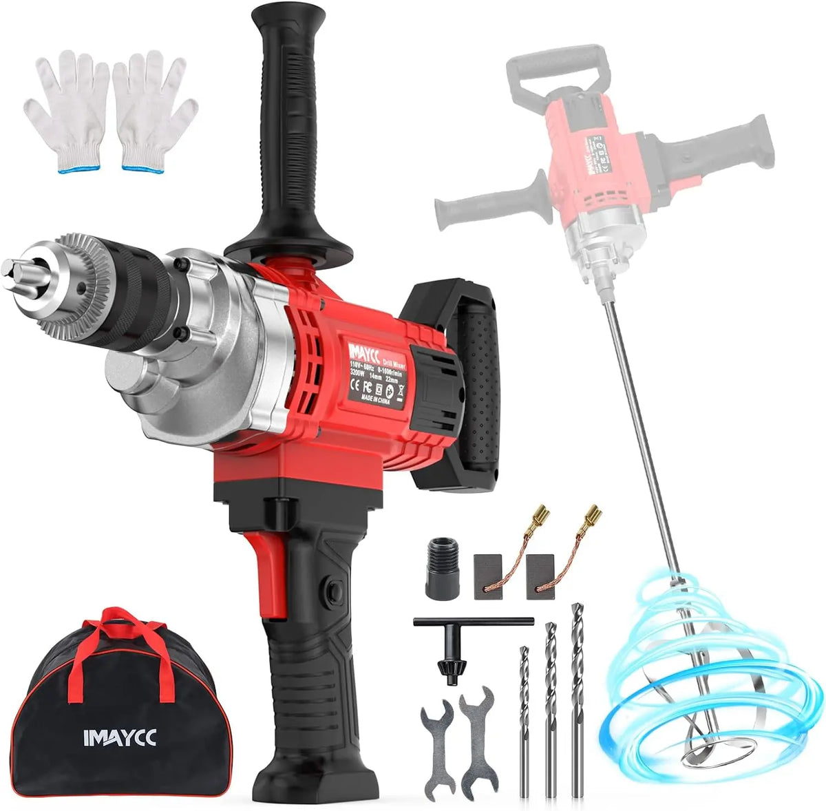 IMAYCC Betoniera e: trapano avvitatore. Per foratura e avvitamento. Potenza: 3200 W. Velocit¨¤ di rotazione: 1600 giri/min.