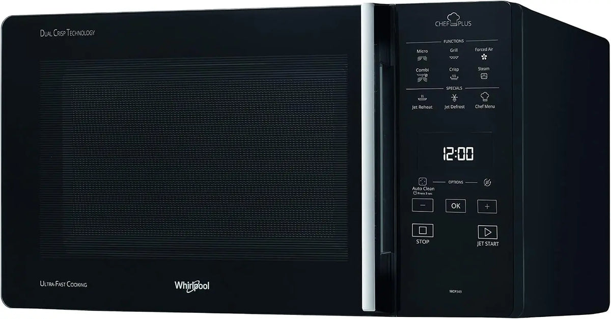 Whirlpool MCP 349 BL Chef Plus: forno a microonde. Per riscaldare e preparare alimenti mediante microonde. Capacit¨¤: 25 L. Colorazione indicata: Nero.