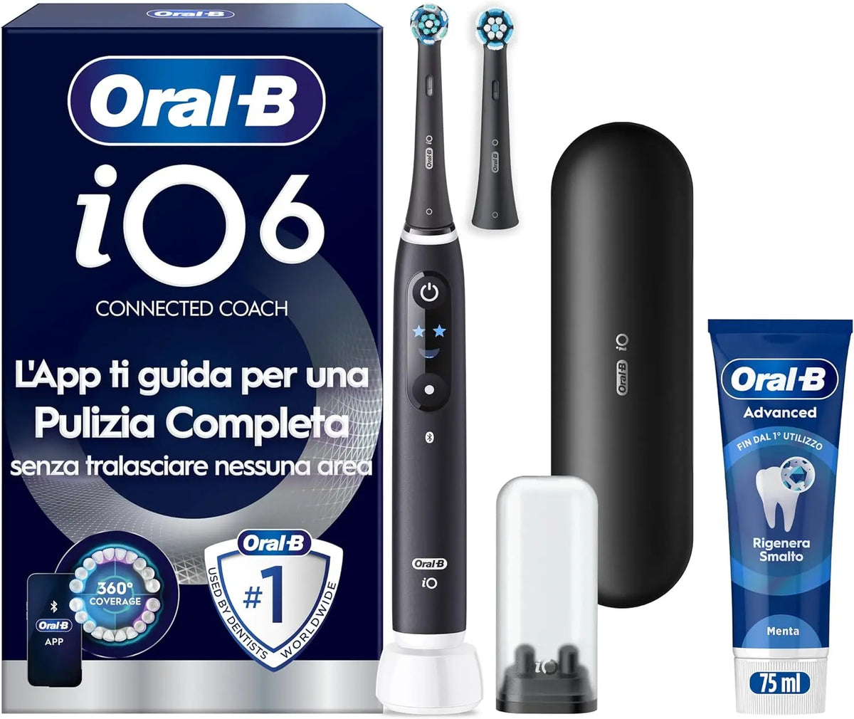 Oral-B iO 6: spazzolino elettrico. Colorazione indicata: Nero.