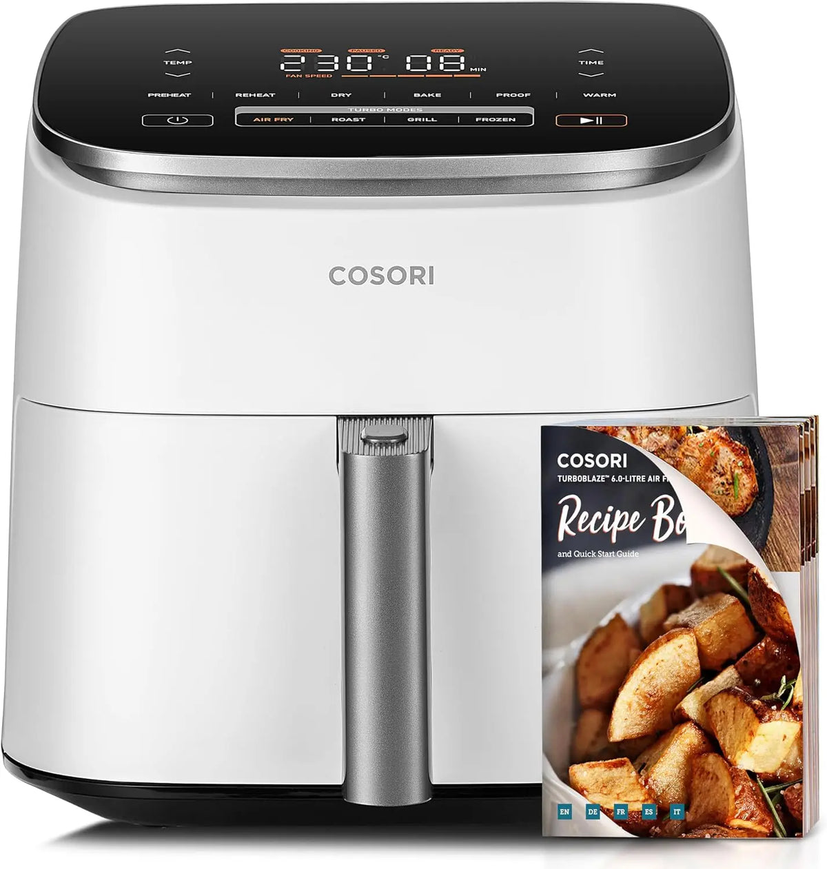 Cosori: friggitrice ad aria. Per la preparazione di alimenti con circolazione di aria calda. Capacit¨¤: 6 L. Programmi o funzioni: 9. Colorazione indicata: Bianco.