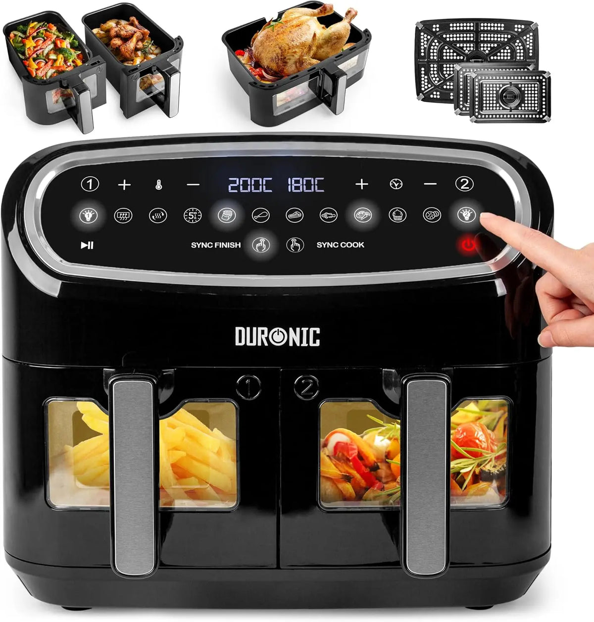 Duronic AF34 BK: friggitrice ad aria. Per la preparazione di alimenti con circolazione di aria calda. Capacit¨¤: 10 L.